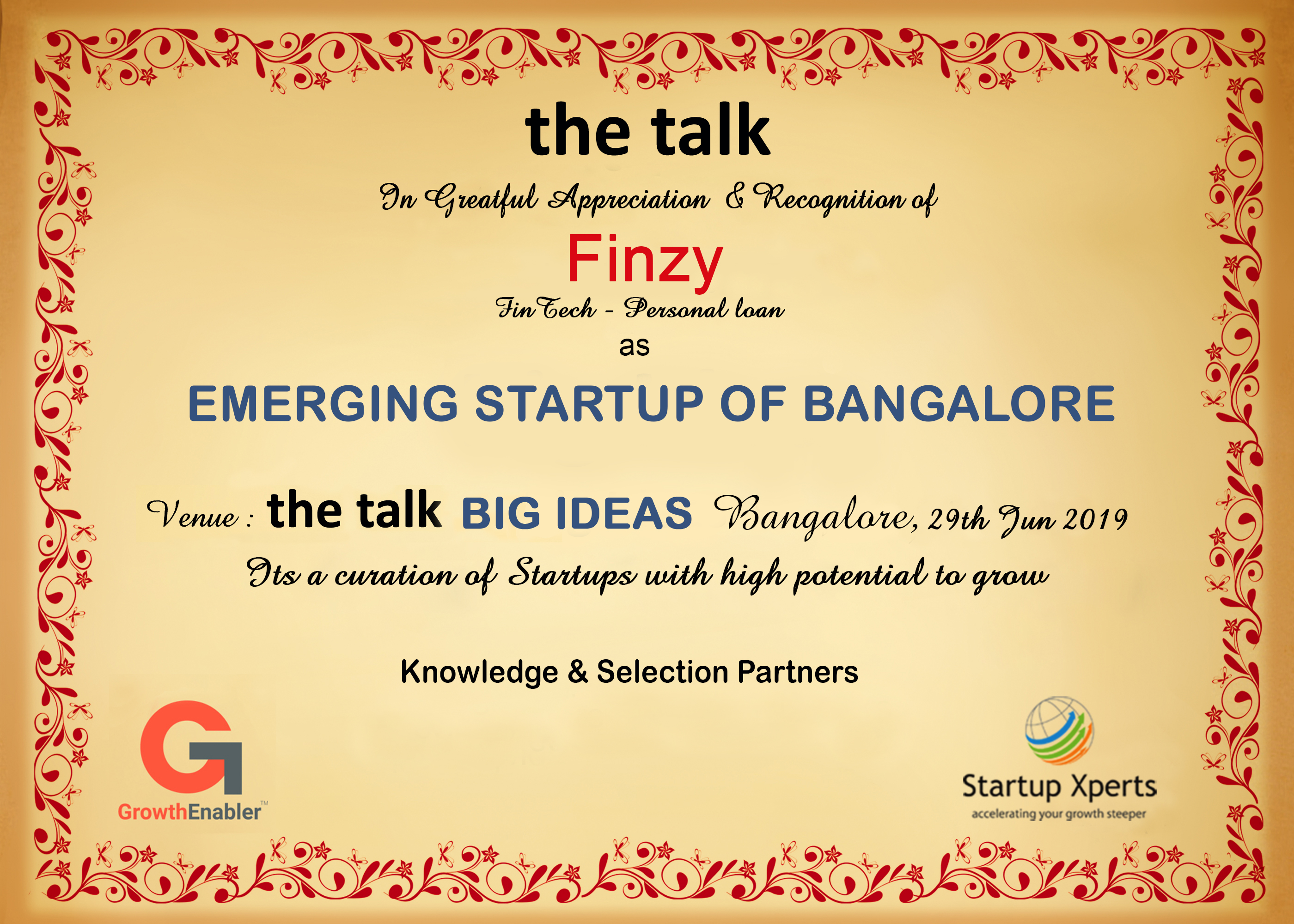 the talk - Big Ideas To Scale SME's And Startups The Westin, Hyderabad - 06th May 2019